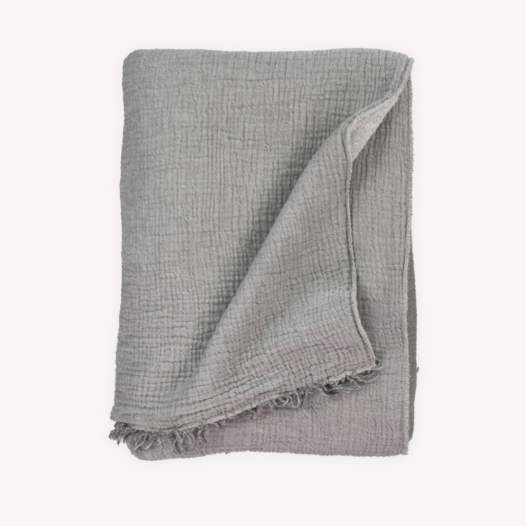 POKOLOKO Crinkle Fleece-Lined Throw #color_crinkle-charcoal-grey