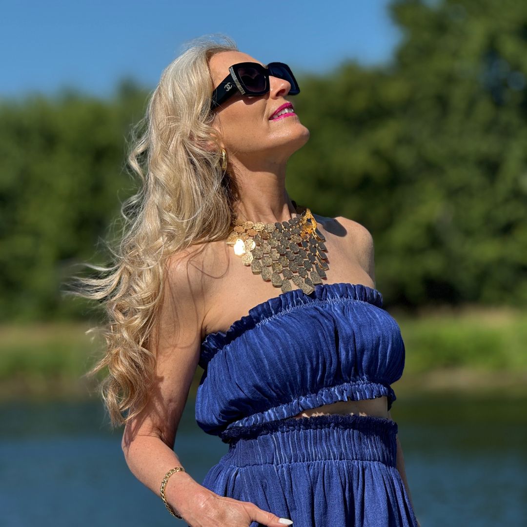 Linen-Cotton Bandeau Top #color_royal