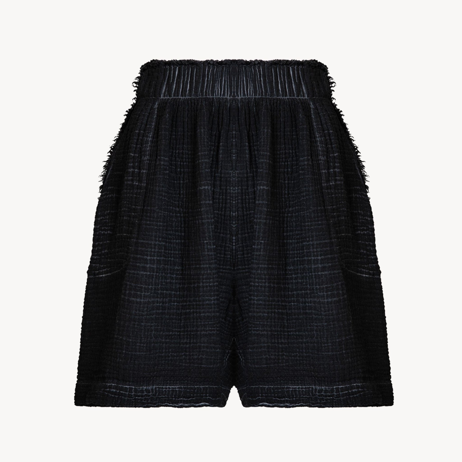 POKOLOKO Crinkle Relaxed Shorts #color_crinkle-black