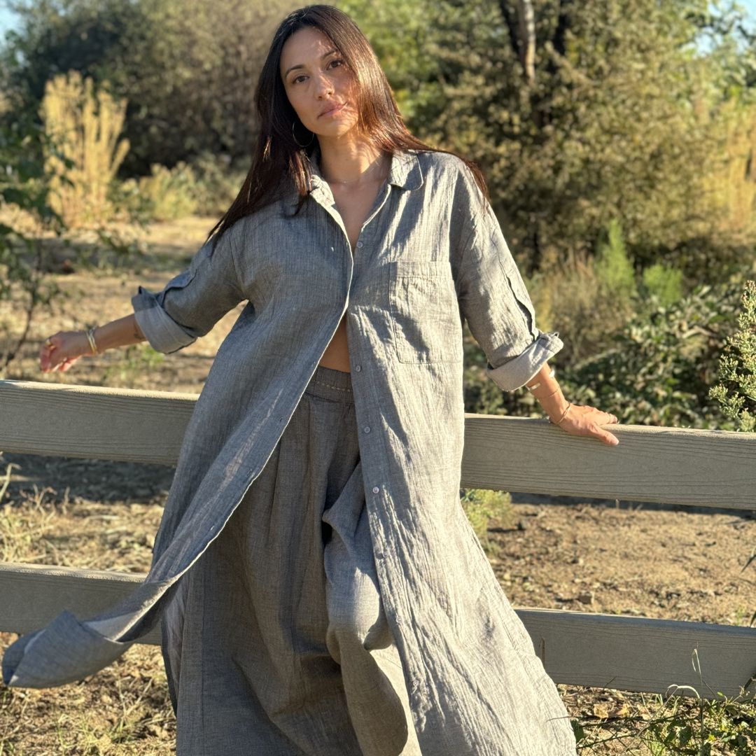 City Collection Buttoned Shirt Dress