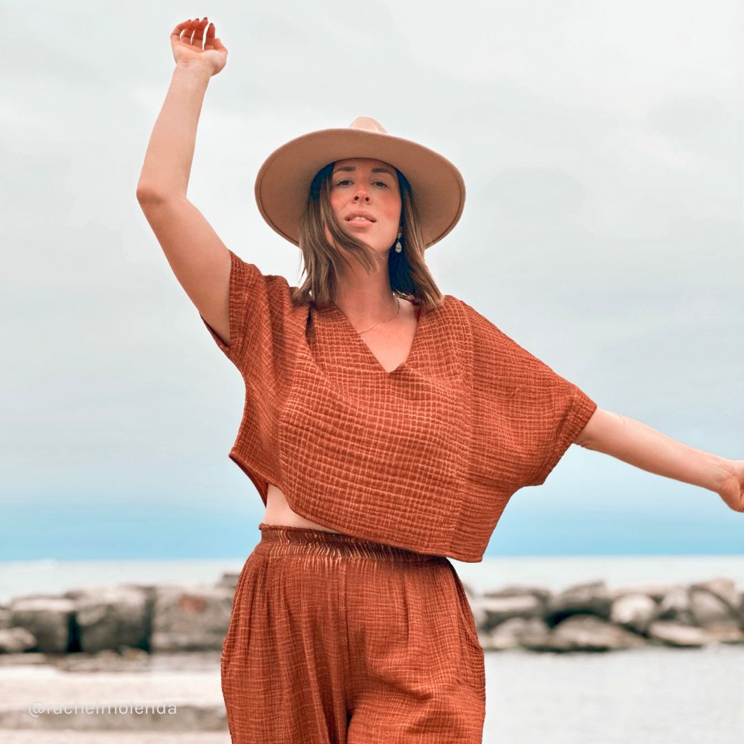 POKOLOKO Crinkle Crop Top #color_crinkle-terracotta