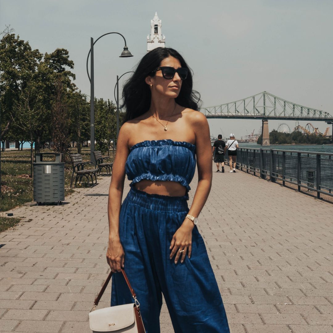 Linen-Cotton Bandeau Top #color_royal