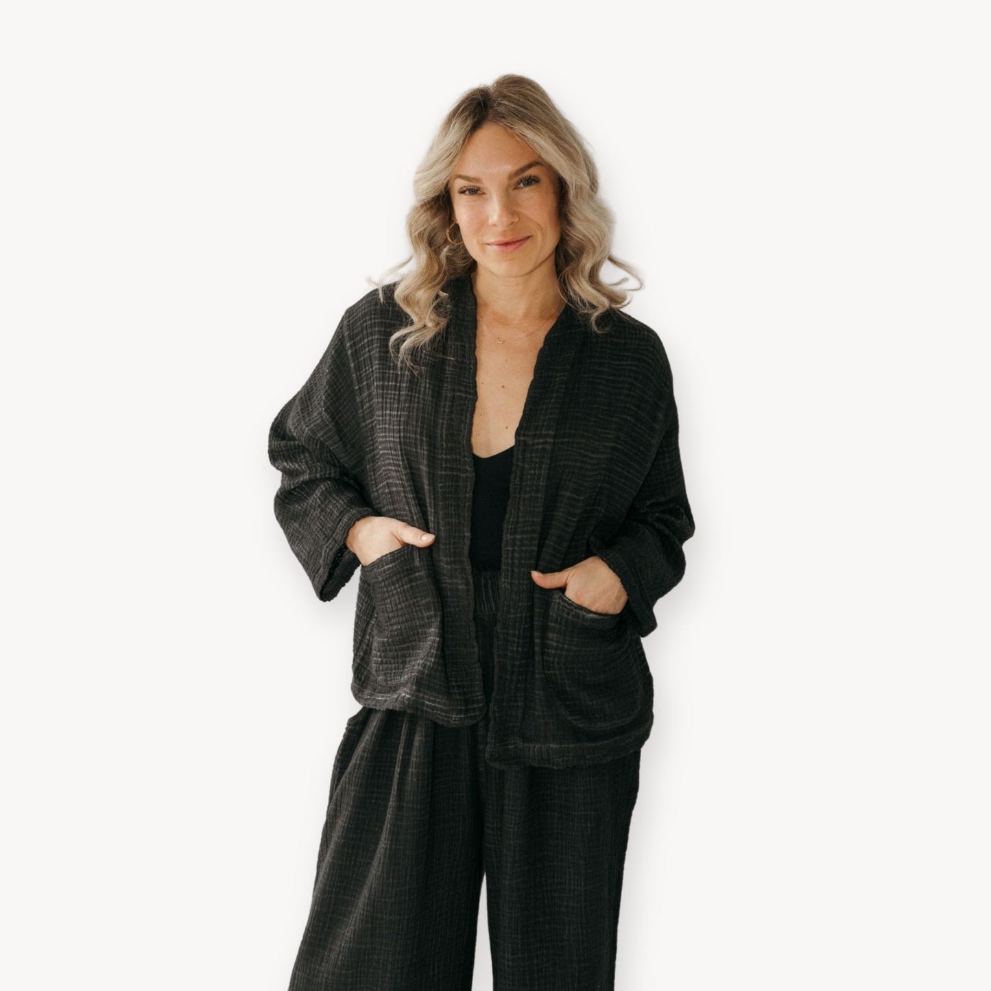 POKOLOKO Crinkle Short Jacket #color_crinkle-black