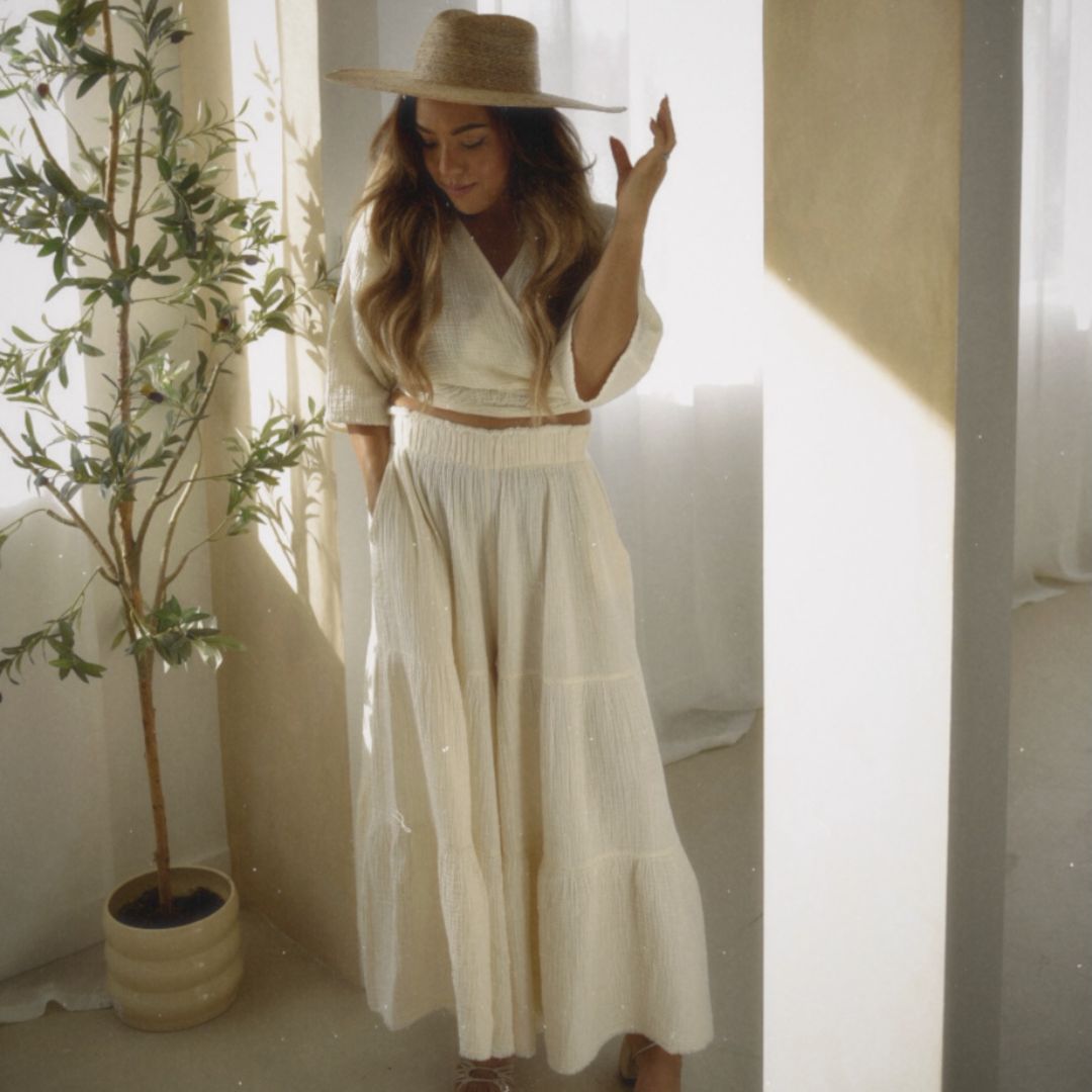 POKOLOKO Crinkle Skirt Pants #color_crinkle-cream