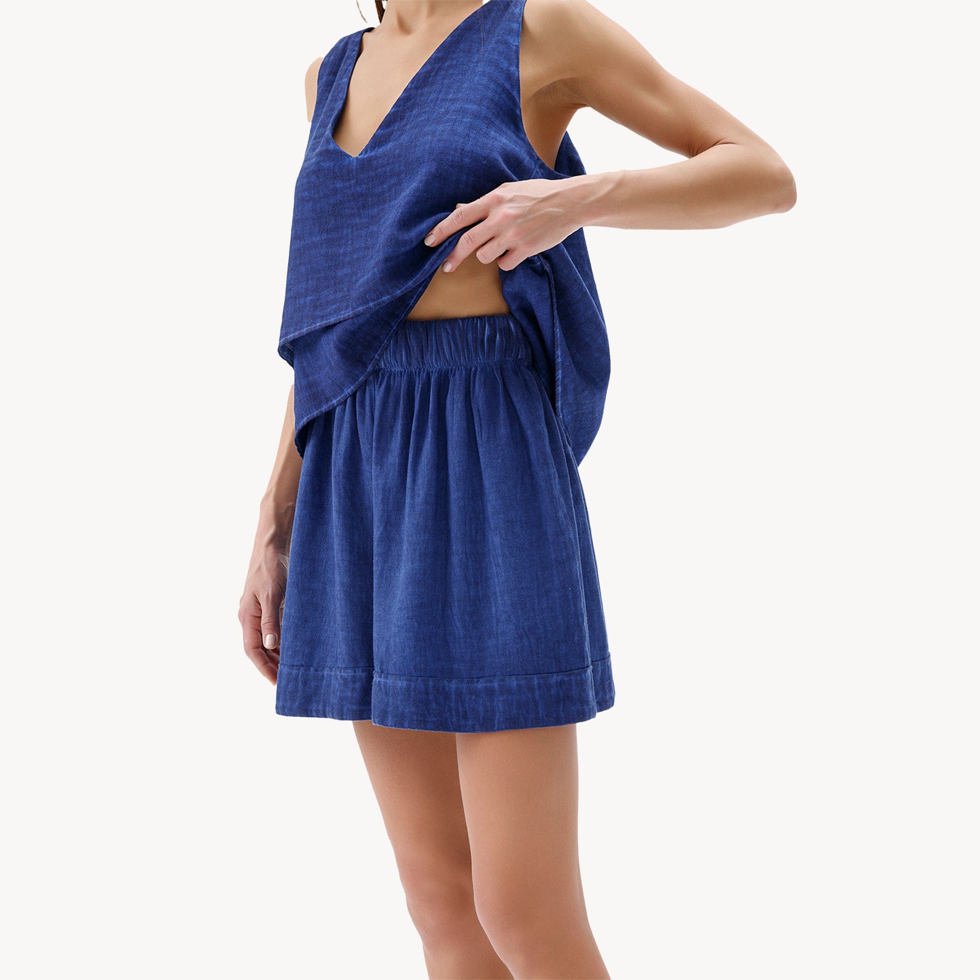 Linen-Cotton Shorts #color_royal