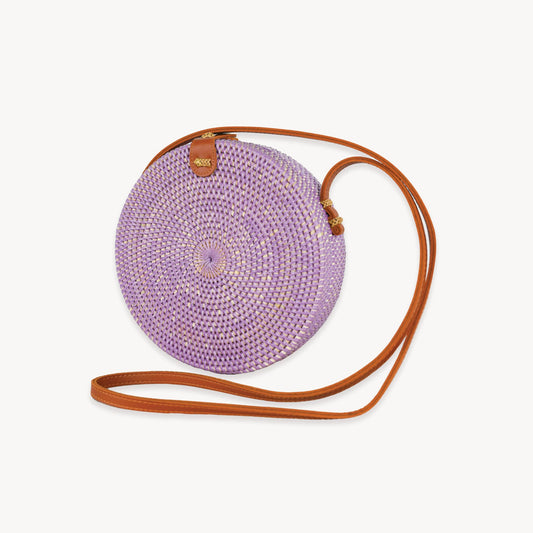 POKOLOKO Circle Bali Bag #color_purple-floral-rattan