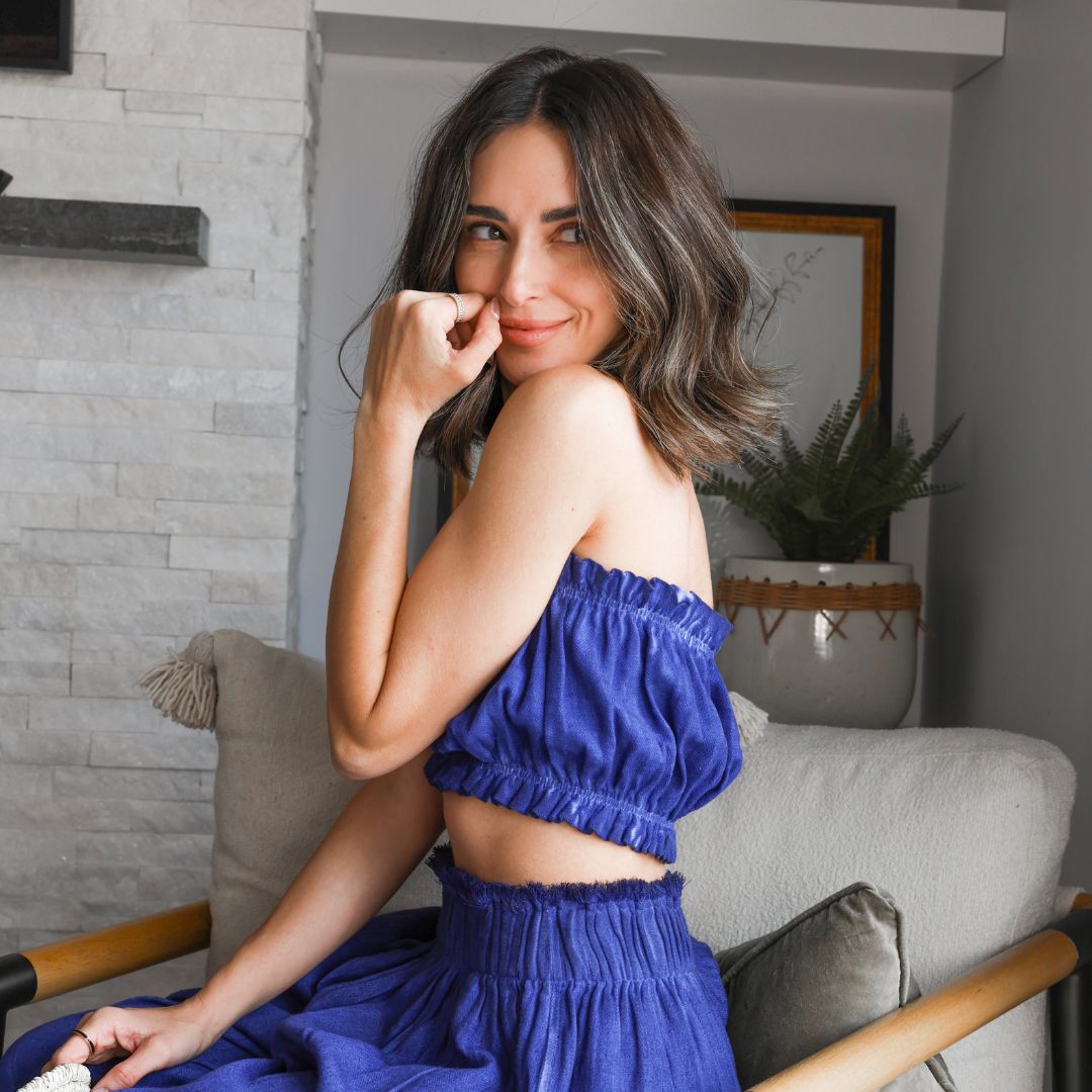 Linen-Cotton Bandeau Top #color_royal