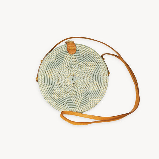 POKOLOKO Circle Bali Bag #color_grey-floral-rattan