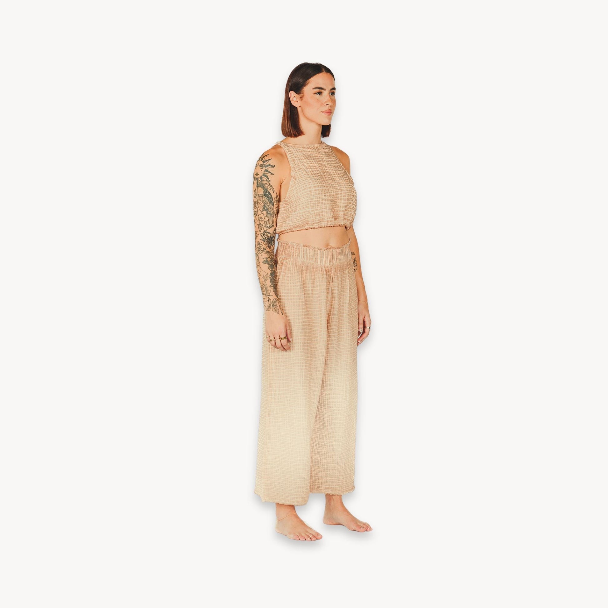 POKOLOKO Crinkle Palazzo Pants #color_crinkle-beige