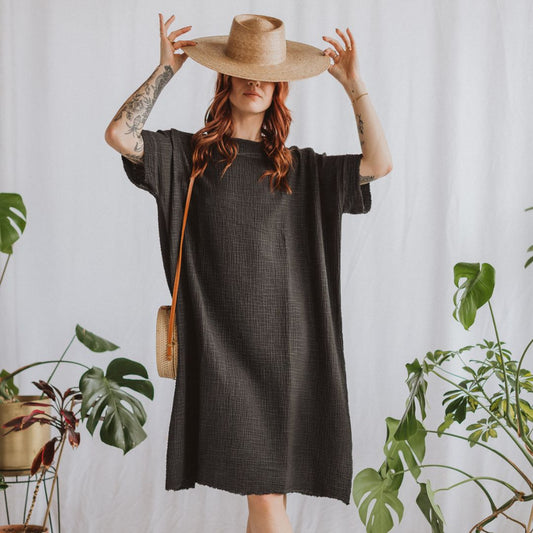 POKOLOKO Crinkle Balloon Dress #color_crinkle-black