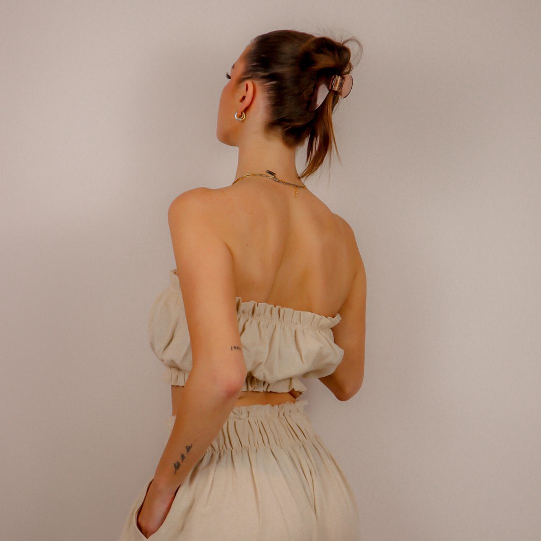 Linen-Cotton Bandeau Top #color_natural