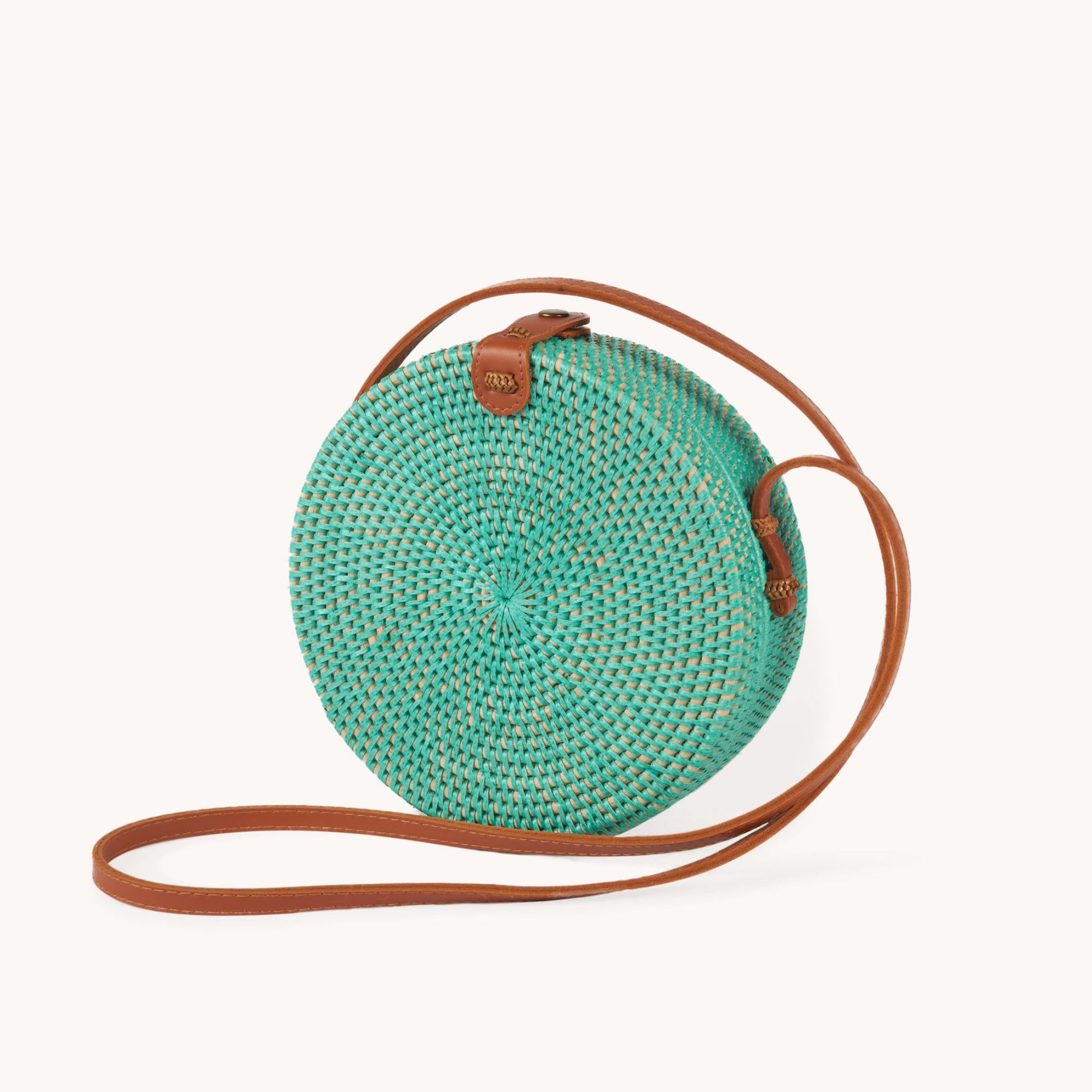POKOLOKO Circle Bali Bag #color_teal-rattan
