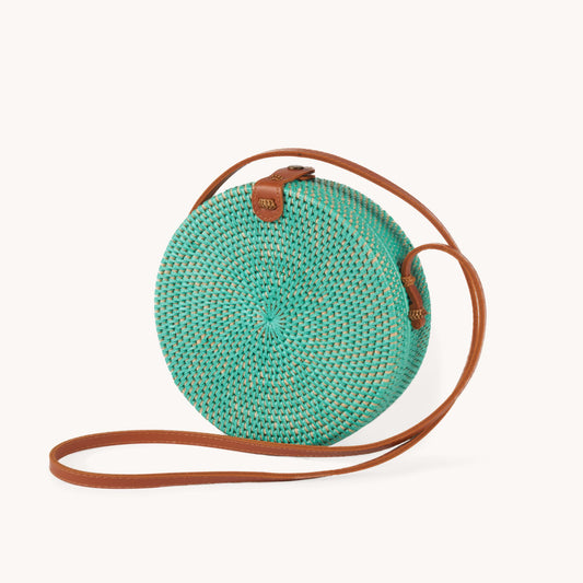 POKOLOKO Circle Bali Bag #color_teal-rattan