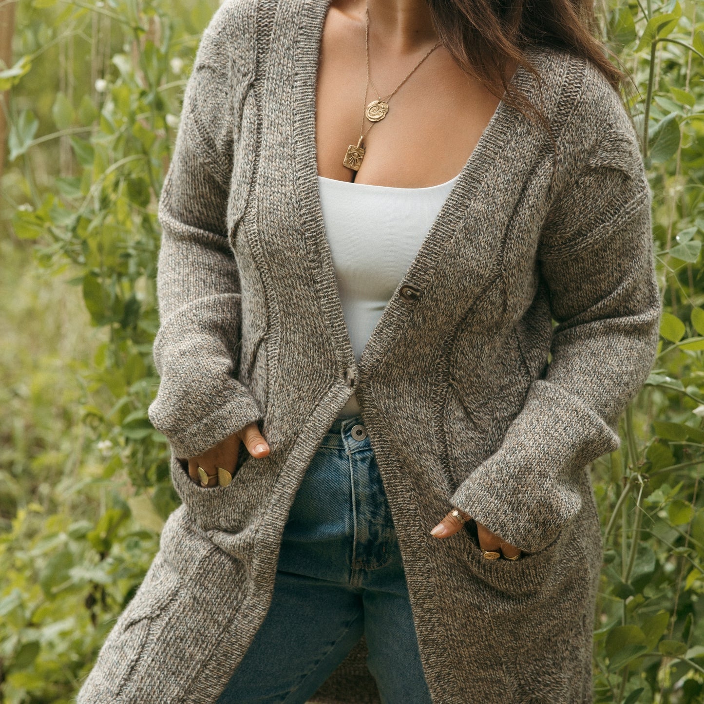 Braided Buttoned Sweater