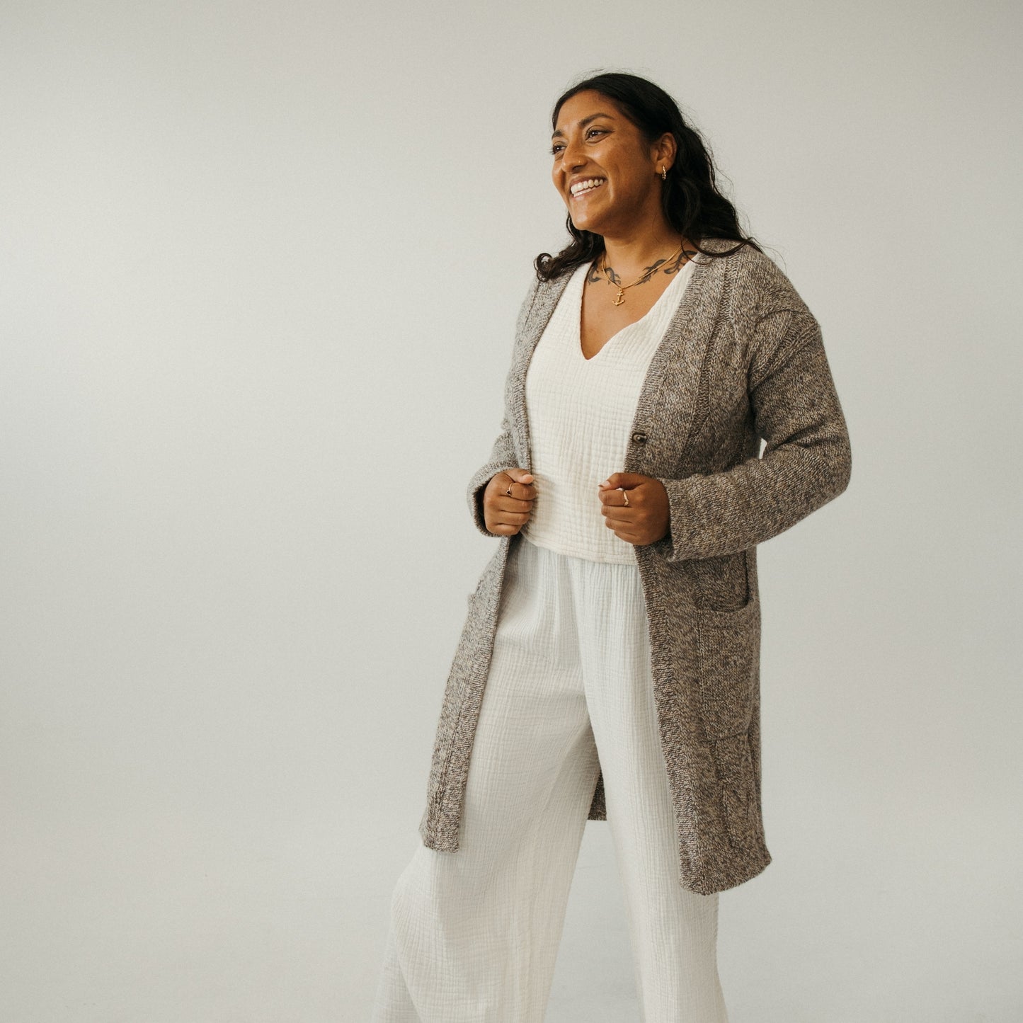 Braided Buttoned Sweater