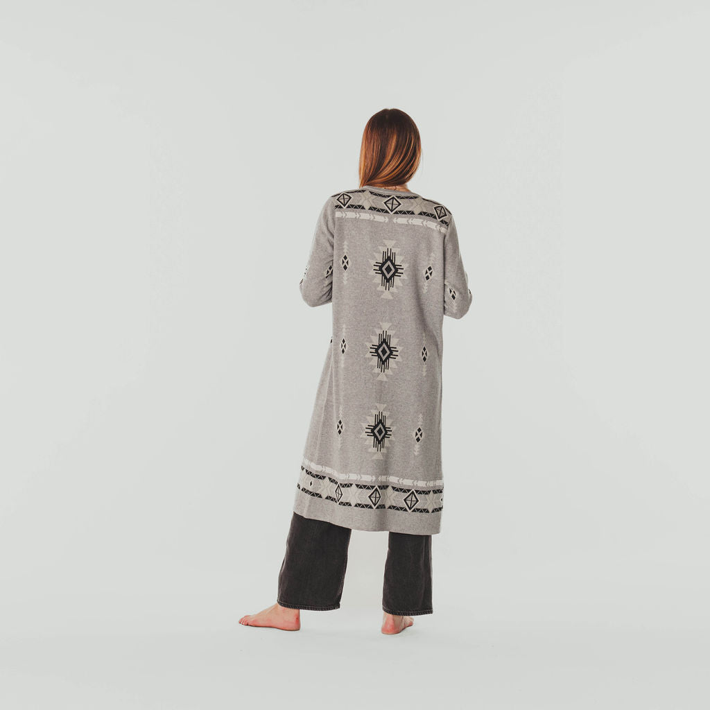 POKOLOKO Long Jacquard Sweater #color_grey-jacquard