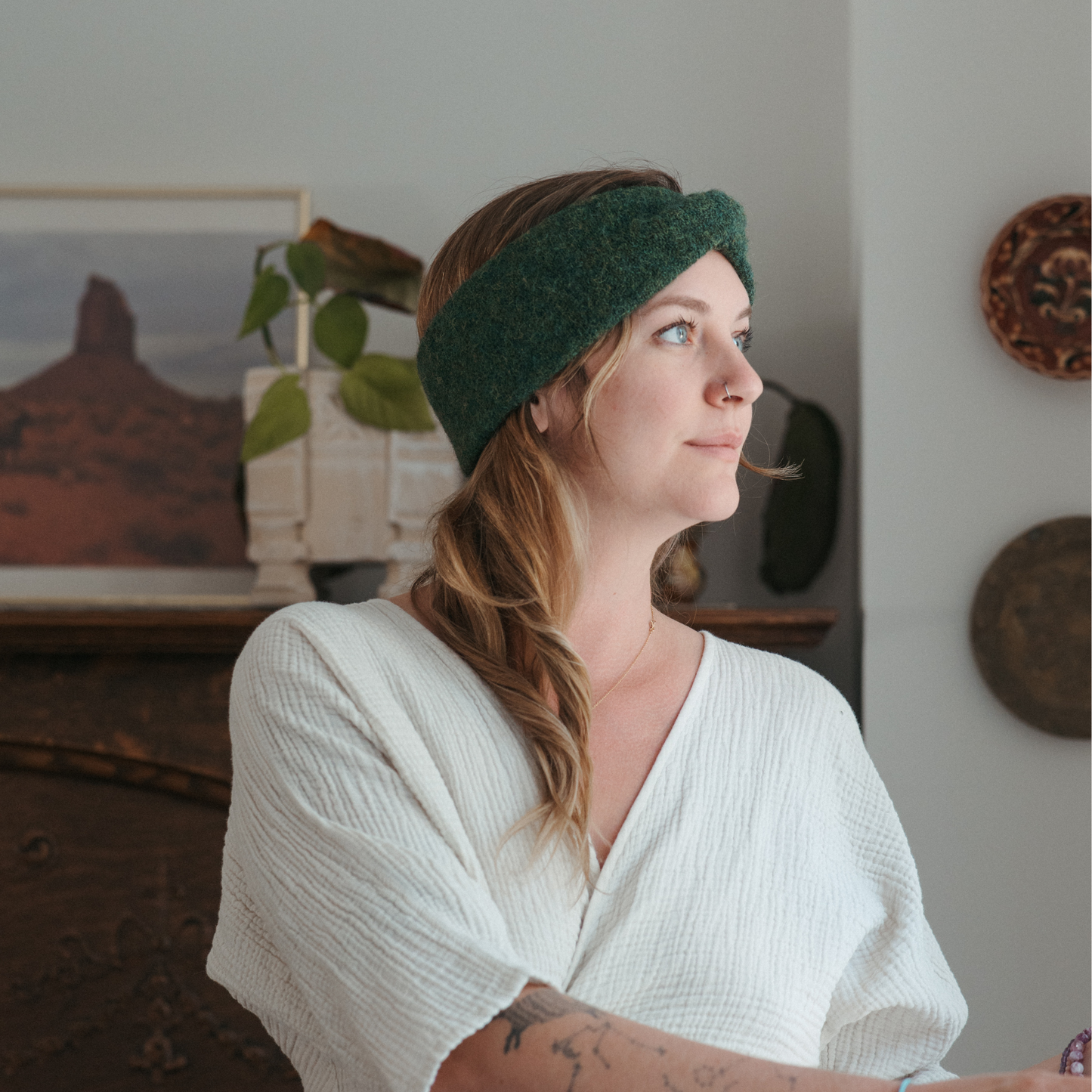 POKOLOKO Baby Alpaca Twisted Headband #color_woodland-headband