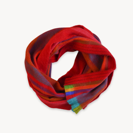 POKOLOKO Alpaca Seamless Multi Stripe Scarf #color_crimson-multi-stripe