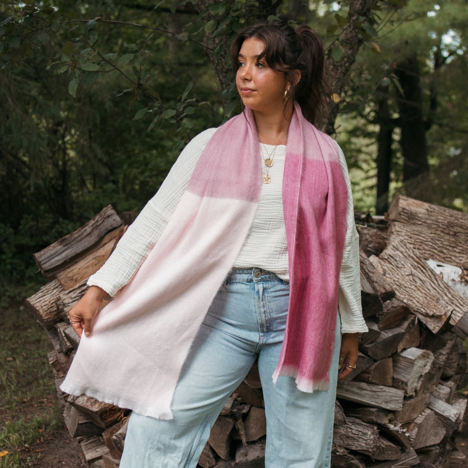 POKOLOKO Alpaca Seamless Ombre Scarf #color_sorbet