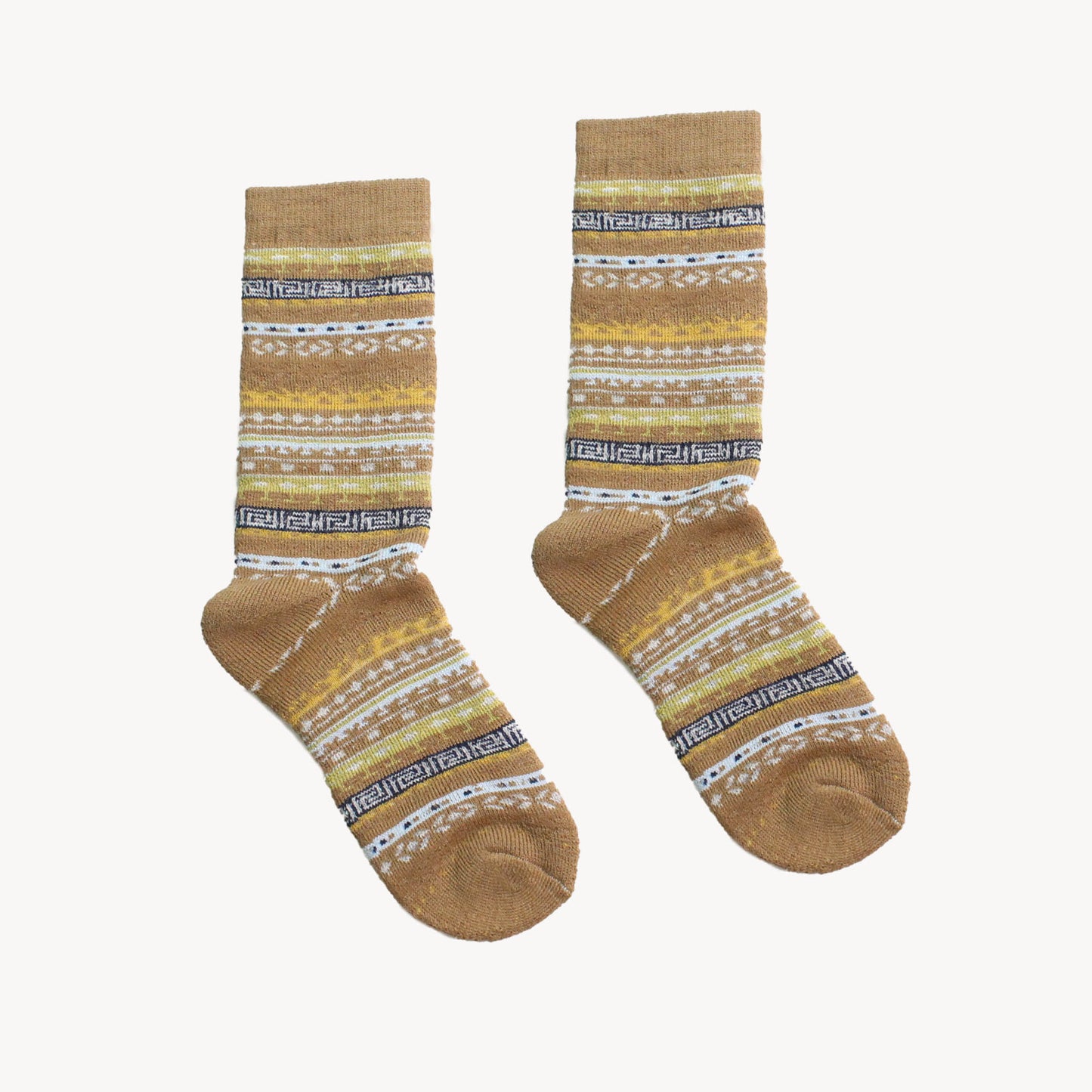 POKOLOKO Crew Alpaca Socks #color_multi-mocha