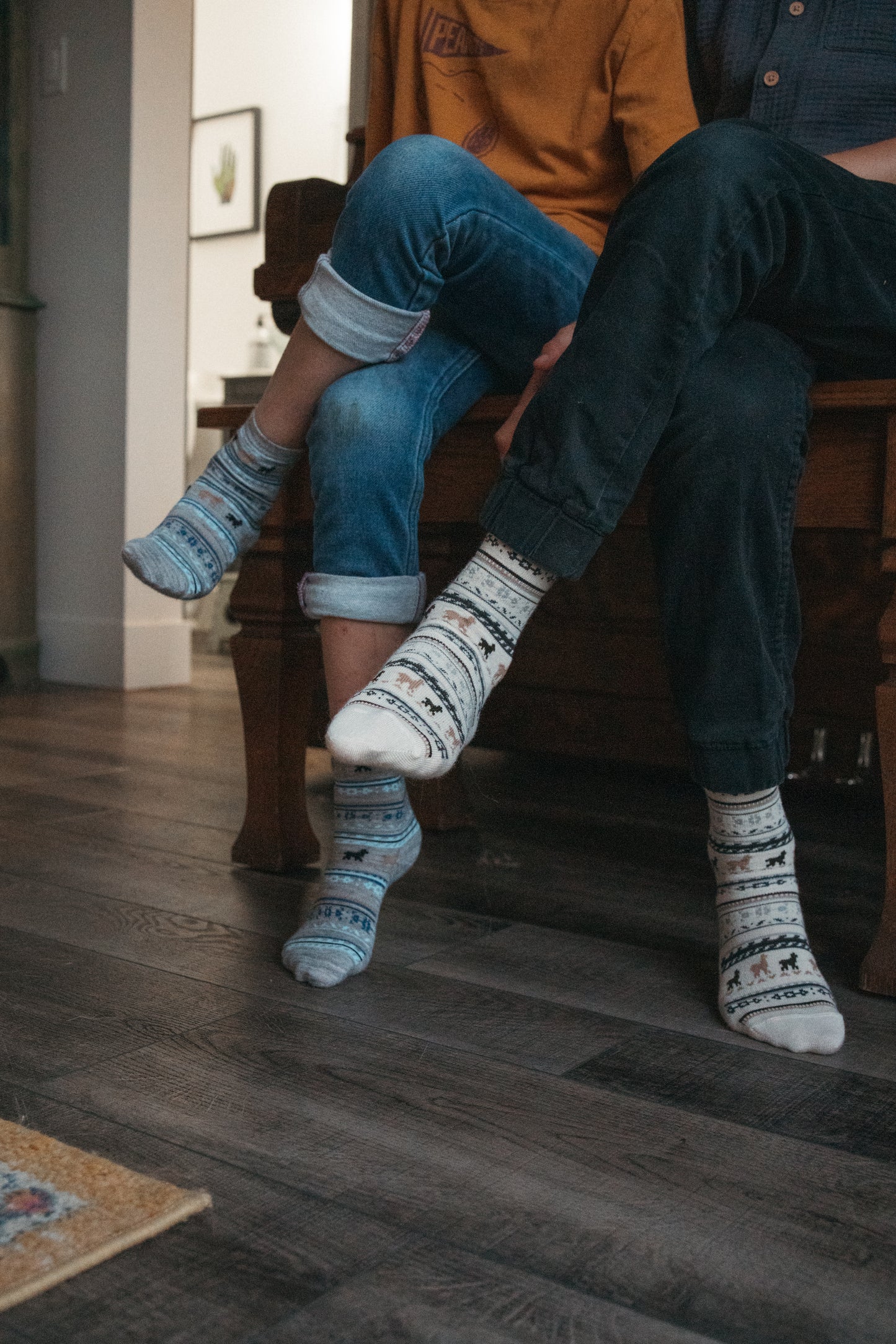 POKOLOKO Print Alpaca Kids Socks #color_grey