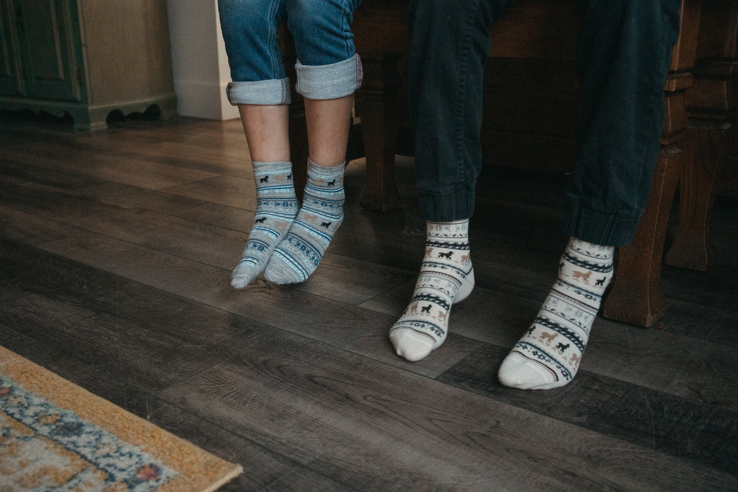 POKOLOKO Print Alpaca Kids Socks #color_grey
