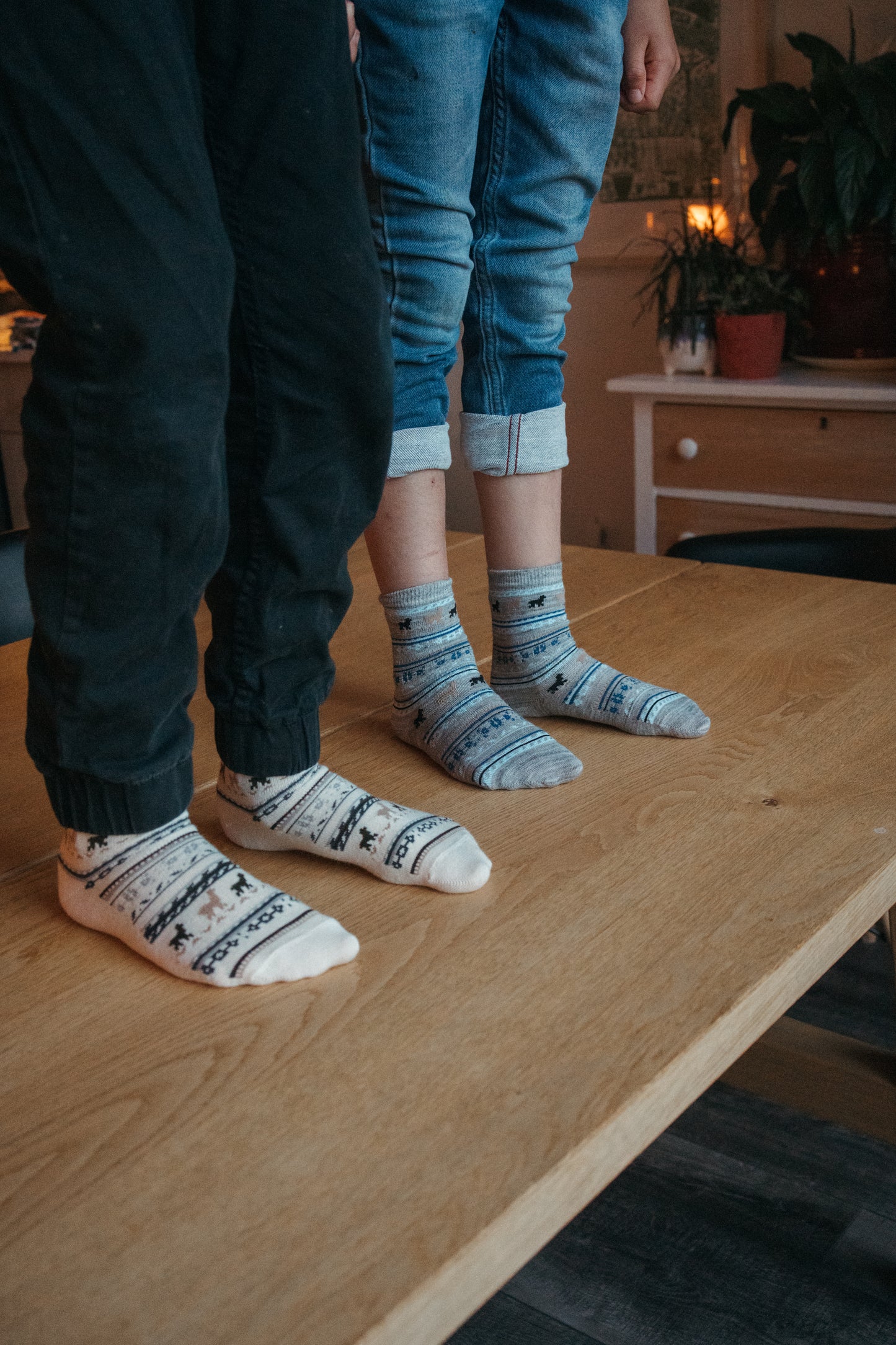 POKOLOKO Print Alpaca Kids Socks #color_grey