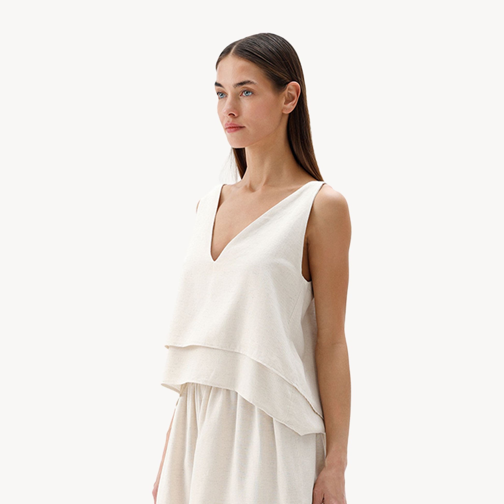 Linen-Cotton Tank Blouse #color_natural