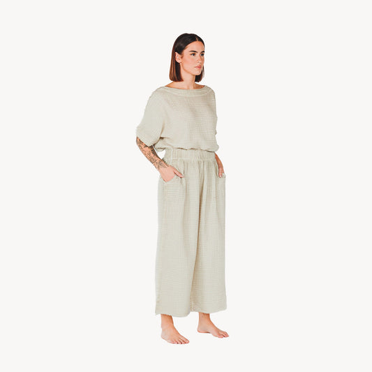 POKOLOKO Crinkle Palazzo Pants #color_crinkle-grey