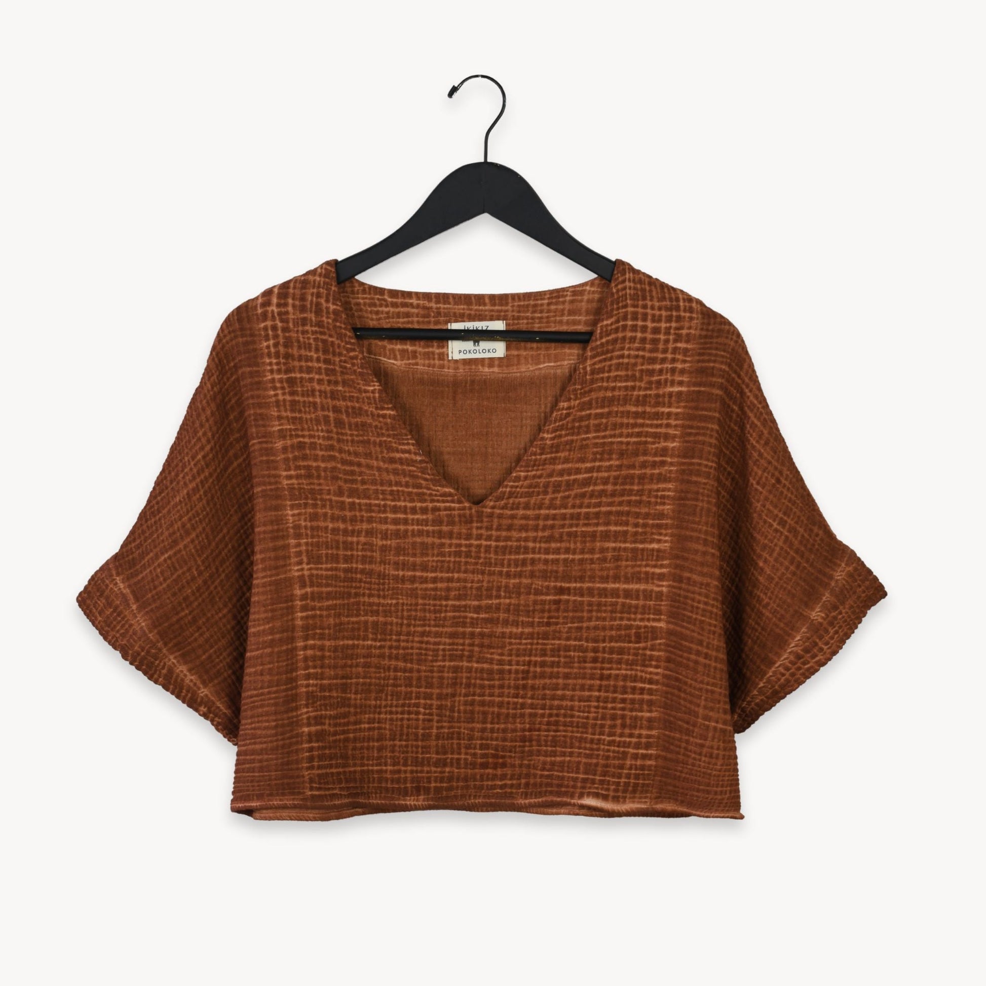 POKOLOKO Crinkle Crop Top #color_crinkle-terracotta