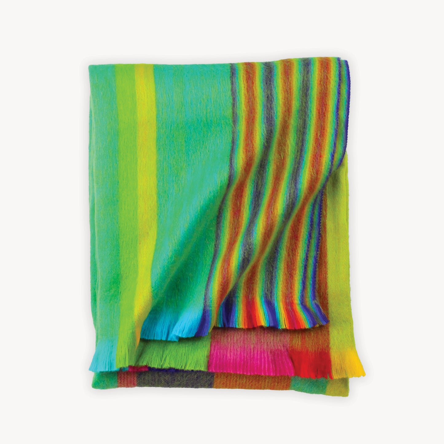 POKOLOKO Multi Stripe Fringed Alpaca Blanket #color_caravan-multi-stripe