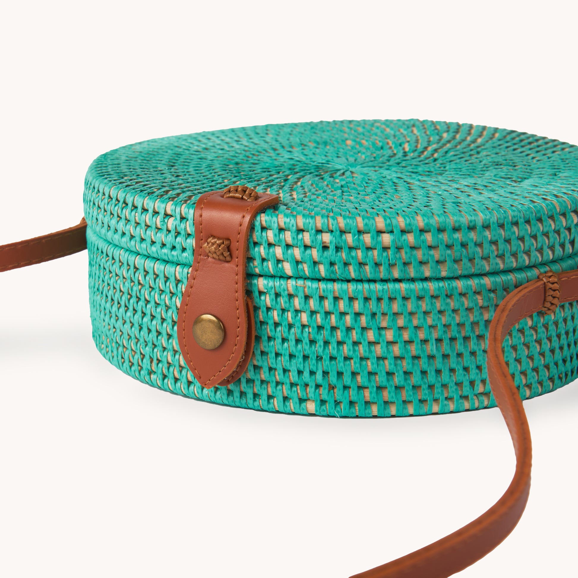 POKOLOKO Circle Bali Bag #color_teal-rattan