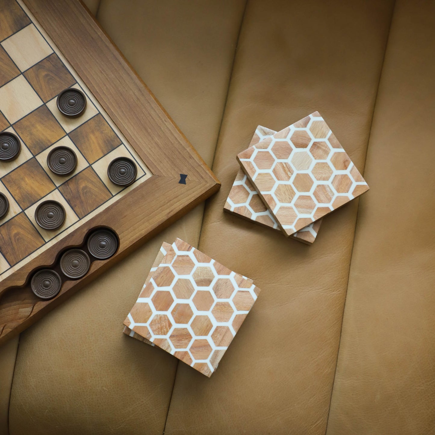 POKOLOKO Wooden Coaster with Resin Finish #style_mosaic-wooden-coaster