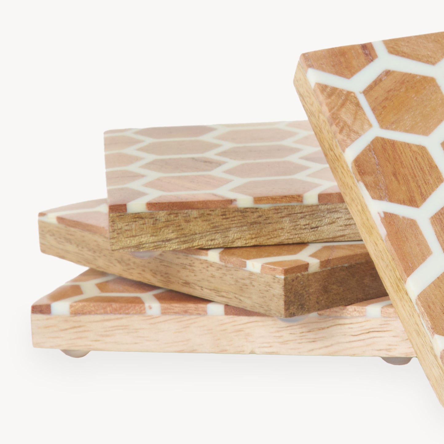 POKOLOKO Wooden Coaster with Resin Finish #style_mosaic-wooden-coaster