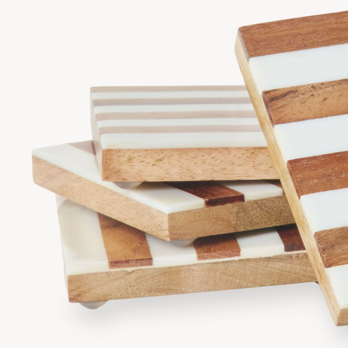 POKOLOKO Wooden Coaster with Resin Finish #style_stripes-wooden-coaster