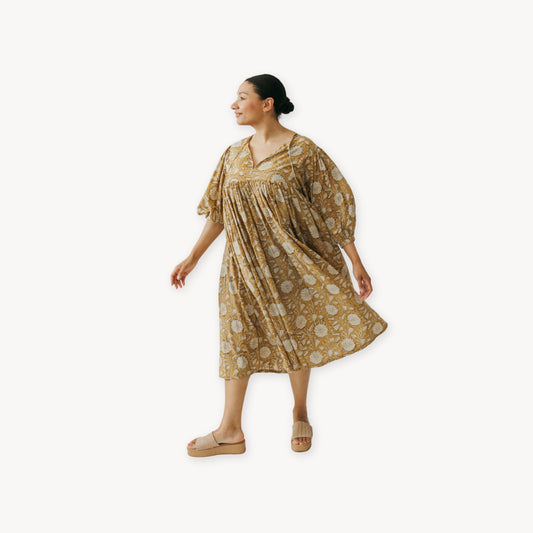 POKOLOKO Mira Midi Dress #color_gold-sona