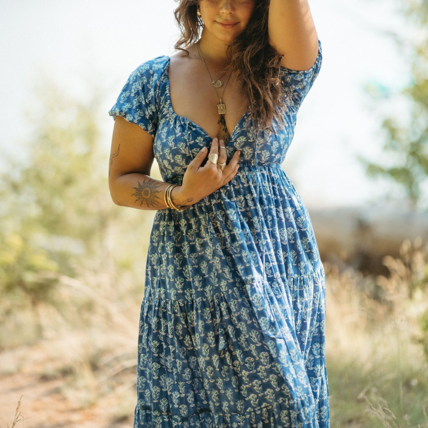 POKOLOKO Tara Maxi Dress #color_sapphire-garden