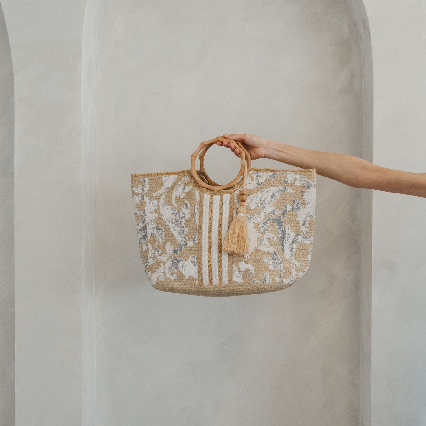 Whimsical Stripe Jute Bag