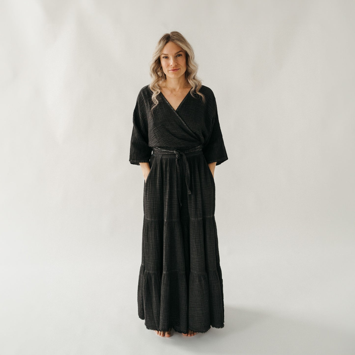 POKOLOKO Crinkle Balloon Sleeve Top #color_crinkle-black