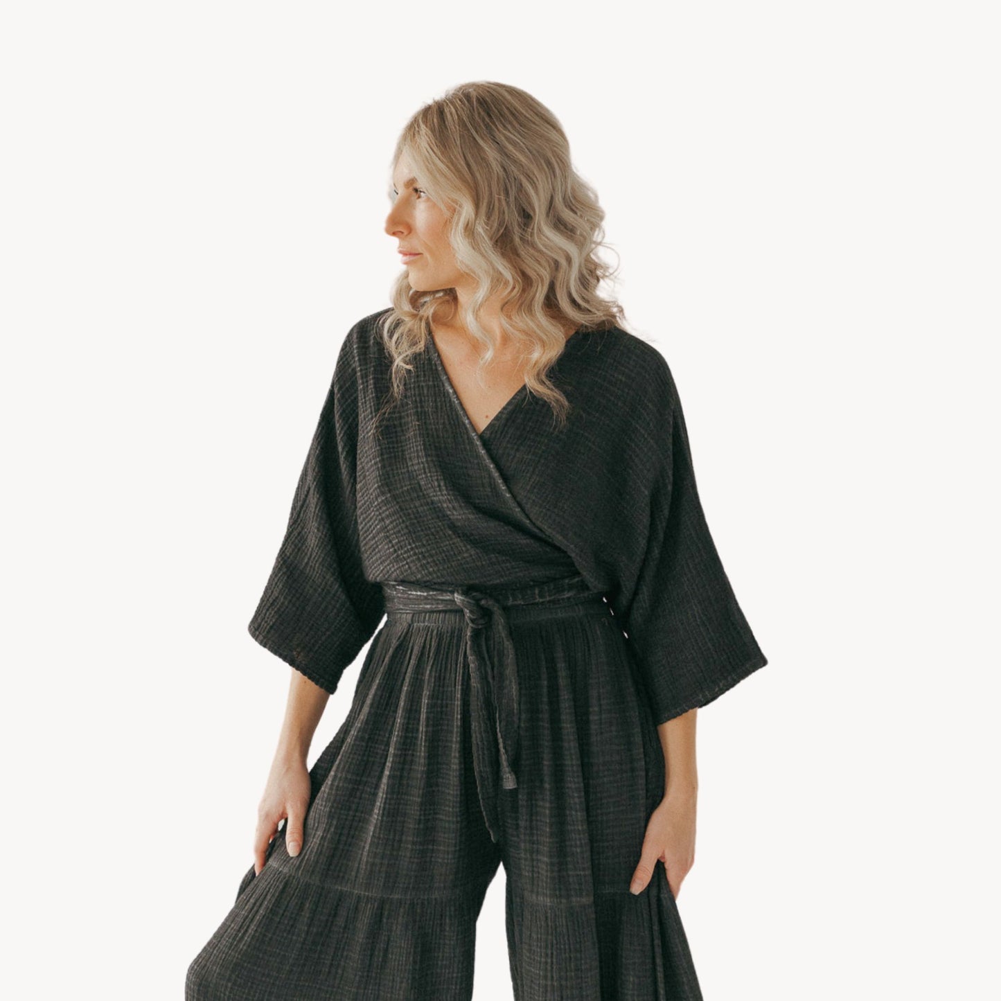 POKOLOKO Crinkle Balloon Sleeve Top #color_crinkle-black