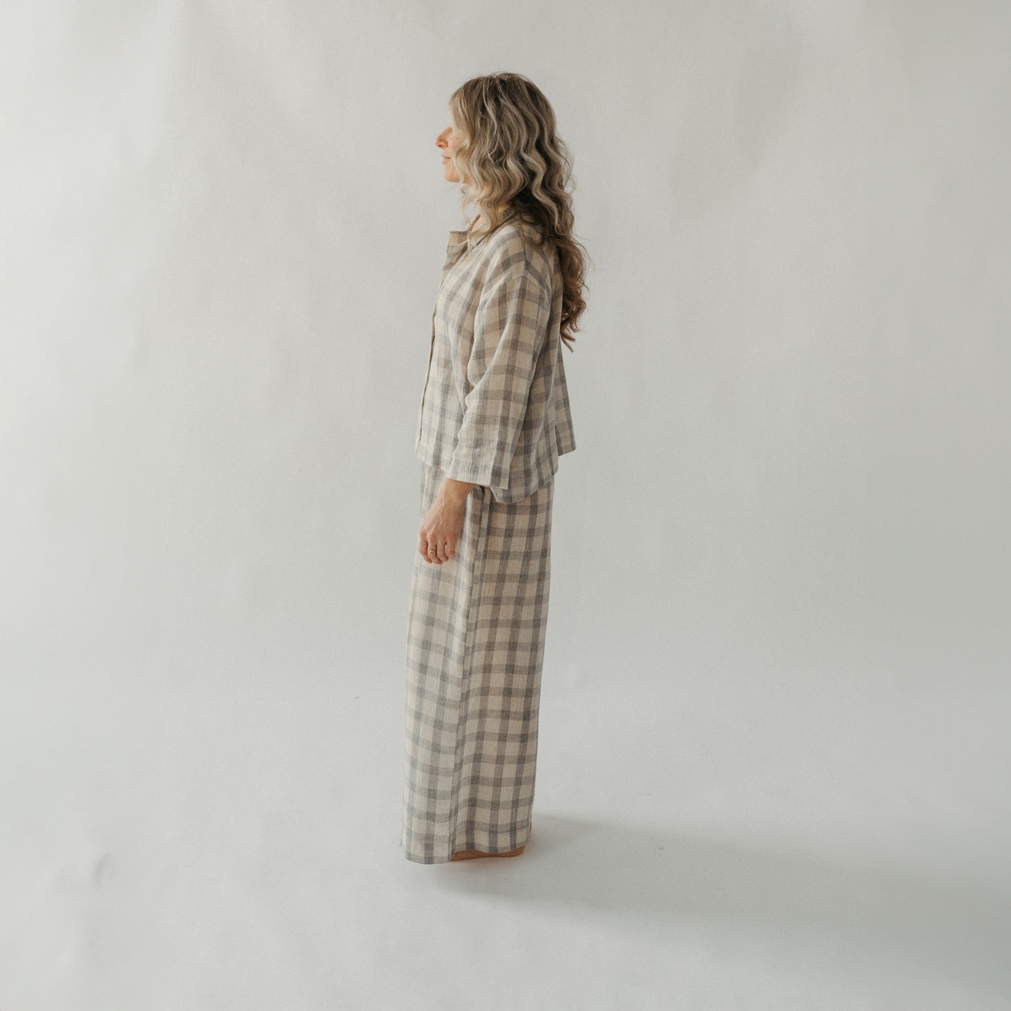 POKOLOKO Plaid Shirt Blouse with Buttons
