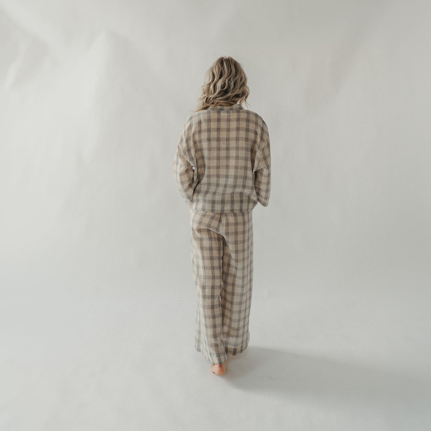 POKOLOKO Plaid Shirt Blouse with Buttons
