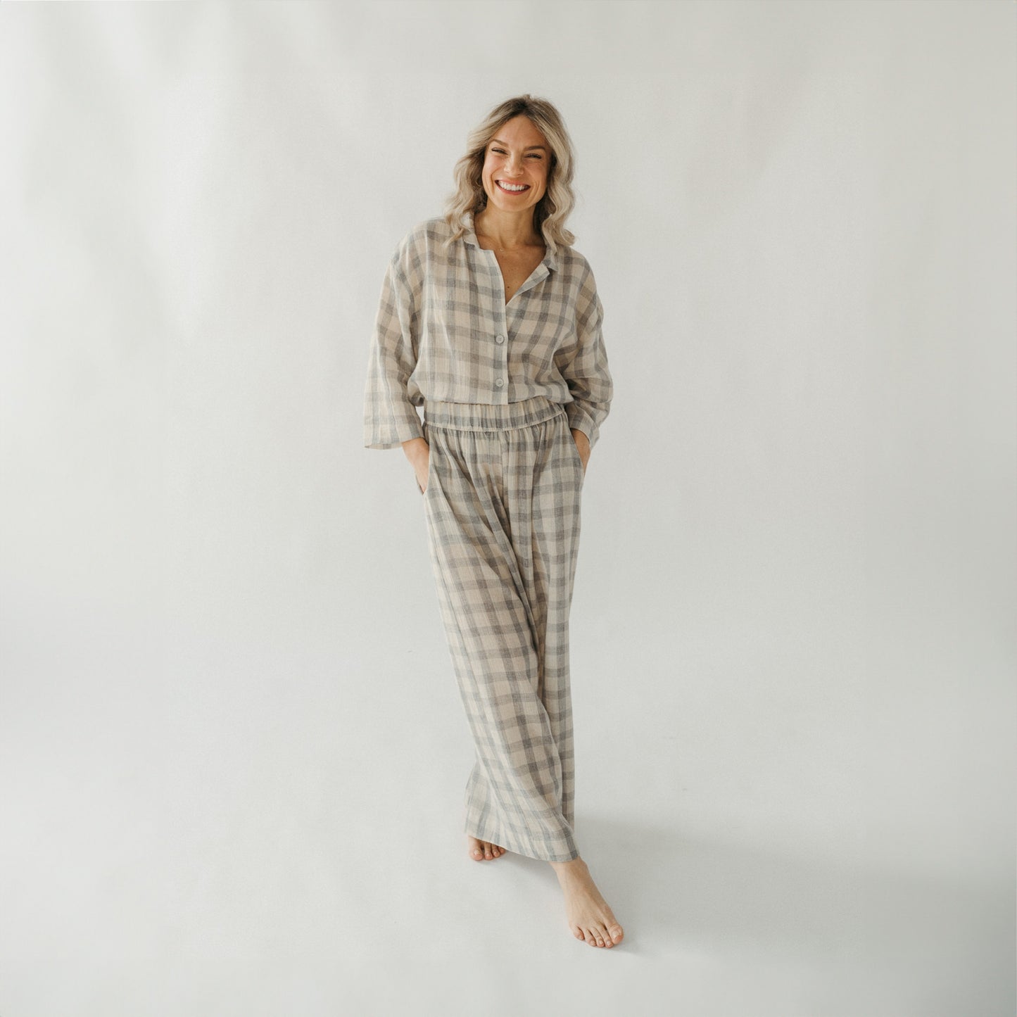 POKOLOKO Plaid Palazzo Pants