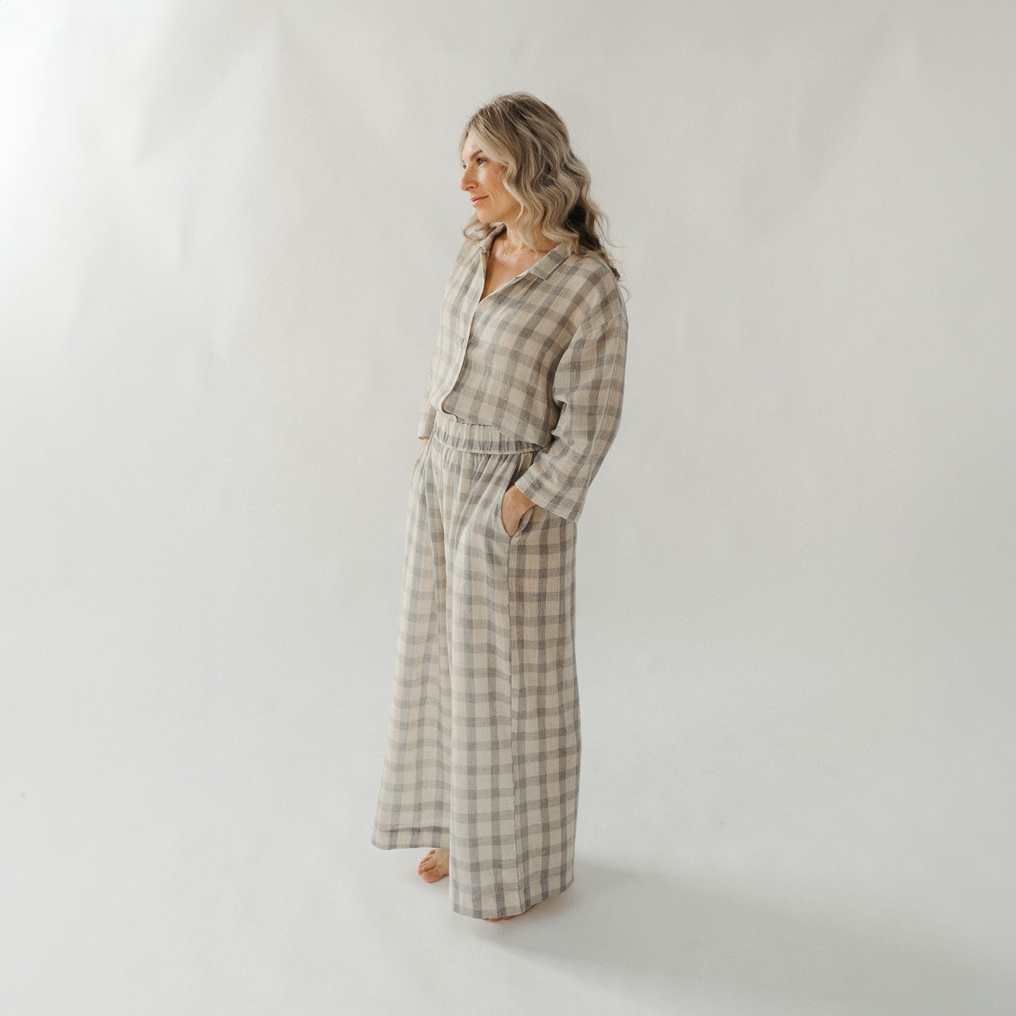 POKOLOKO Plaid Palazzo Pants