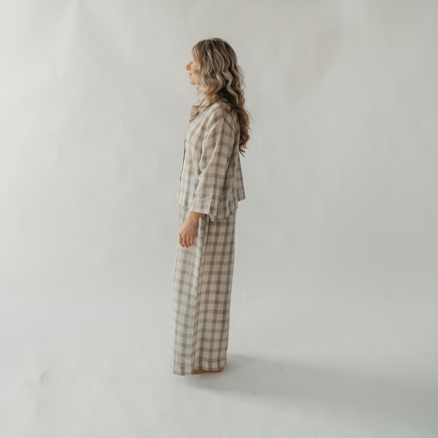 POKOLOKO Plaid Palazzo Pants
