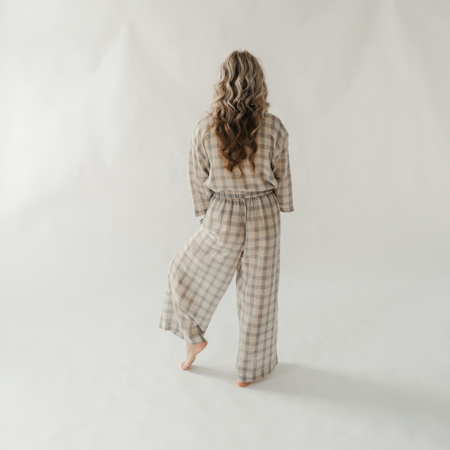 POKOLOKO Plaid Palazzo Pants
