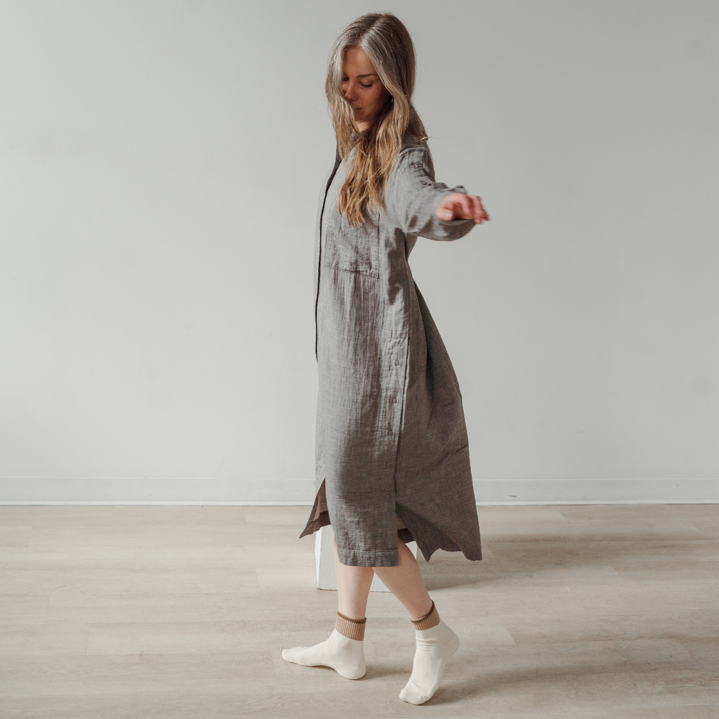 City Collection Buttoned Shirt Dress