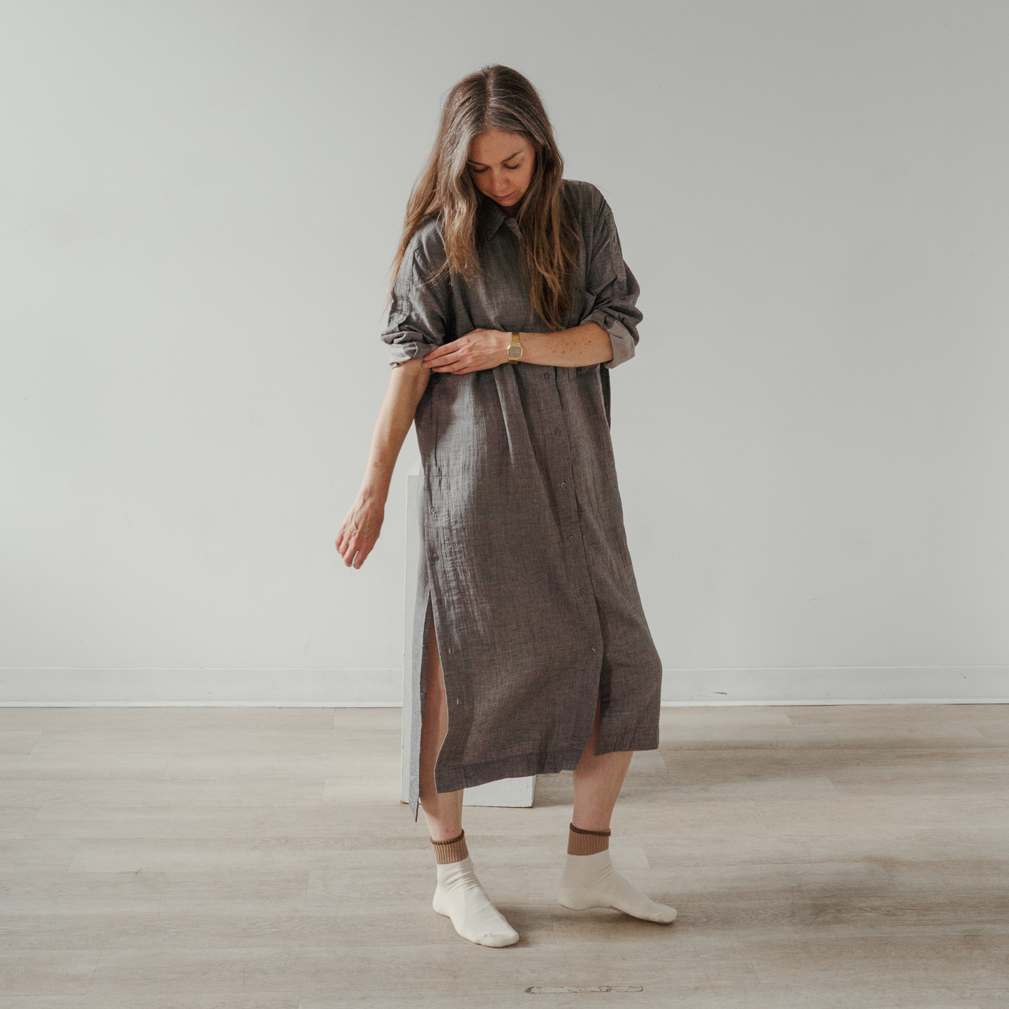 City Collection Buttoned Shirt Dress