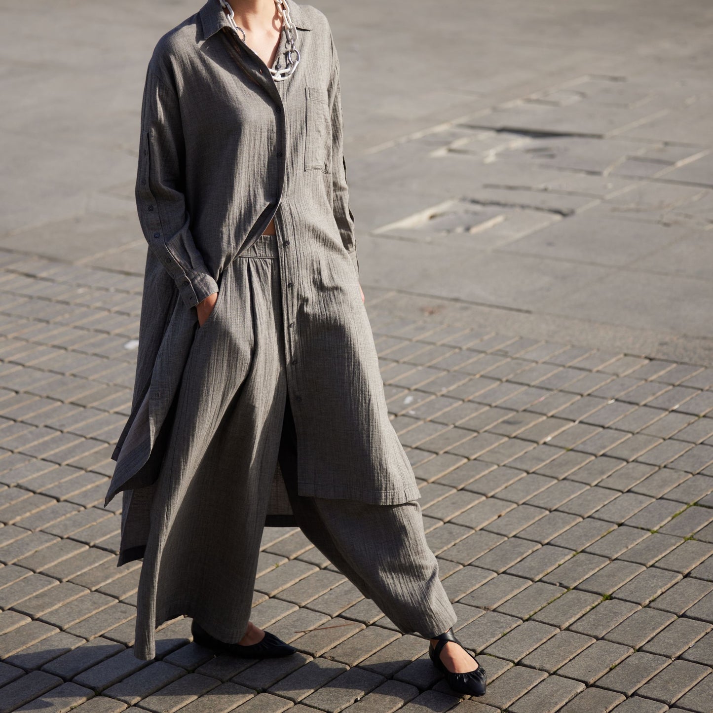 City Collection Buttoned Shirt Dress