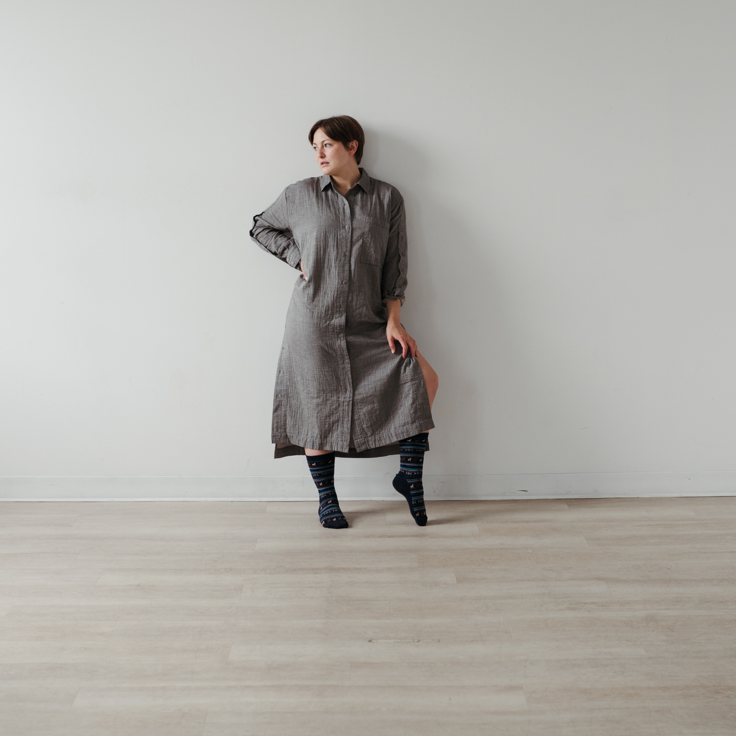 City Collection Buttoned Shirt Dress